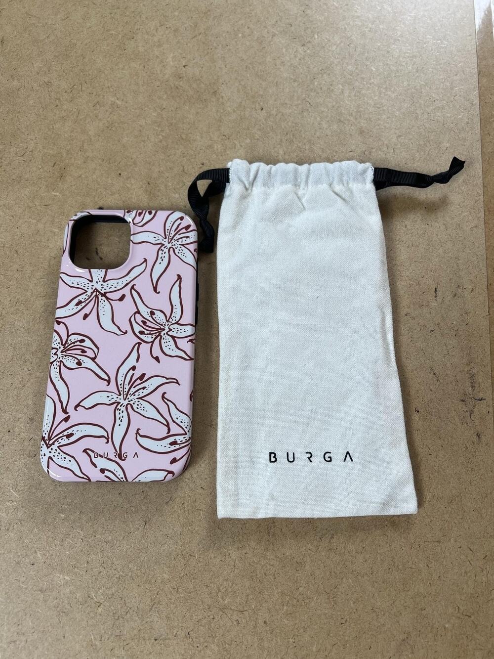 BURGA Dual-Layer Phone Case For Apple Pink Floral Polycarbonate With Pouch